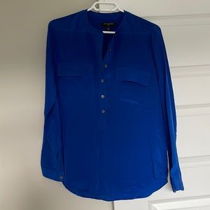 Blue silk Banana Republic popover blouse